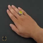 5 انگشتر عقیق زرد با حکاکی شرف الشمس مردانه - کد 8381 - تصویر 5