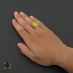 5 انگشتر عقیق زرد با حکاکی شرف الشمس مردانه - کد 8382 - تصویر 5