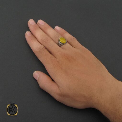انگشتر عقیق زرد با حکاکی شرف الشمس مردانه - کد 8383 - تصویر 5