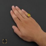 5 انگشتر عقیق زرد با حکاکی شرف الشمس مردانه - کد 8384 - تصویر 5