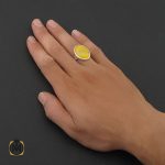 انگشتر عقیق زرد با حکاکی شرف الشمس مردانه - کد 8385 - تصویر 5