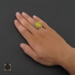 5 انگشتر عقیق زرد با حکاکی شرف الشمس مردانه - کد 8386 - تصویر 5