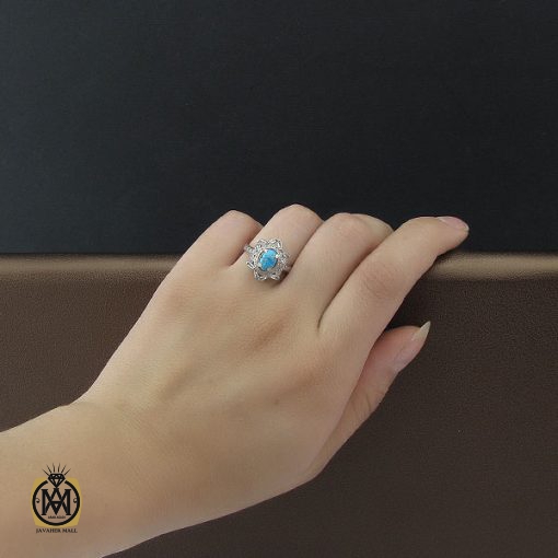 انگشتر فیروزه نیشابور زنانه طرح مهگل - کد 2083 - تصویر 5