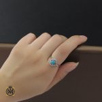 5 انگشتر فیروزه نیشابور زنانه طرح پانیذ - کد 2084 - تصویر 5
