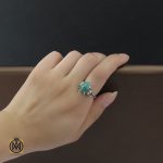 5 انگشتر فیروزه نیشابور زنانه طرح نوژان - کد 2091 - تصویر 5
