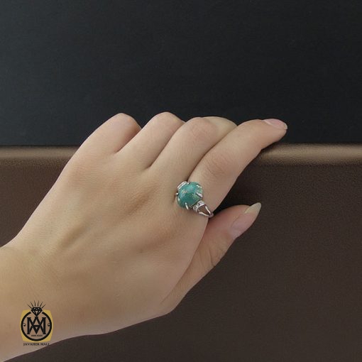 انگشتر فیروزه نیشابور زنانه طرح نوژان - کد 2091 - تصویر 5