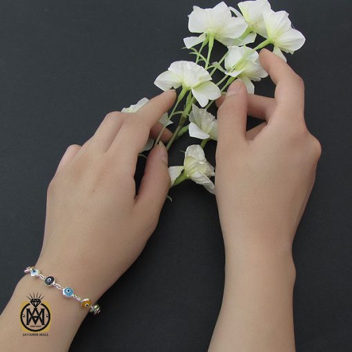 دستبند نقره و میناکاری طرح چشم زخم زنانه - کد 1069 - تصویر 5