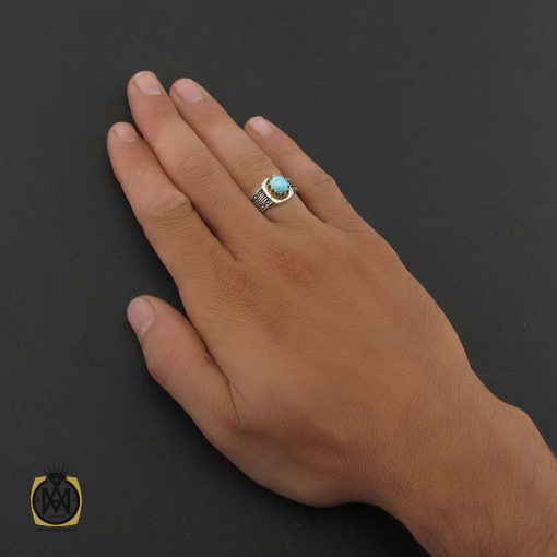 انگشتر فیروزه نیشابوری مردانه - کد 8390 - تصویر 5