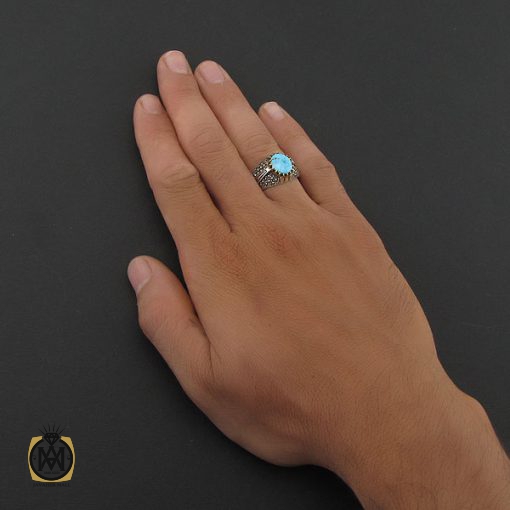 5 انگشتر فیروزه نیشابوری مردانه - کد 8391 - تصویر 5