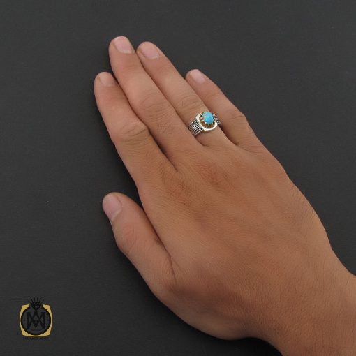 انگشتر فیروزه نیشابوری مردانه - کد 8392 - تصویر 5