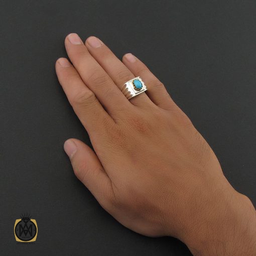 5 انگشتر فیروزه نیشابوری مردانه - کد 8394 - تصویر 5