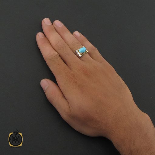 5 انگشتر فیروزه نیشابوری مردانه - کد 8399 - تصویر 5