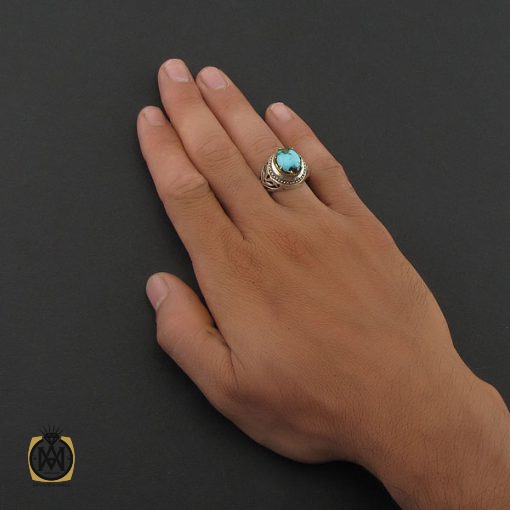 انگشتر فیروزه نیشابوری مردانه - کد 8401 - تصویر 5