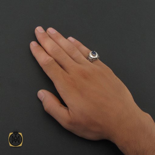 انگشتر یاقوت کبود آفریقایی مردانه - کد 8403 - تصویر 5