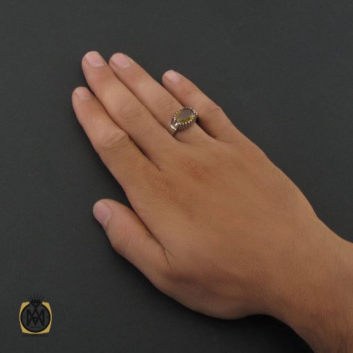 5 انگشتر مردانه سیترین اصل و معدنی - کد 8411 - تصویر 5