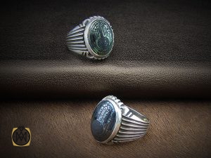انگشتر حدید سینی با حکاکی کف العباس مردانه - کد 8352 - تصویر 7