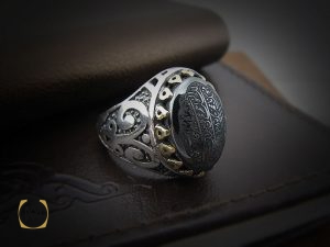 8354 انگشتر حدید سینی با حکاکی ناد علی مردانه - کد 8354 - تصویر 6
