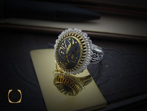 انگشتر حدید سینی با حکاکی بسم الله الرحمن الرحیم مردانه - کد 8355 - تصویر 6