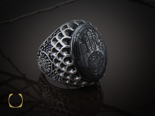 8356 انگشتر حدید سینی با حکاکی کف العباس مردانه - کد 8356 - تصویر 6