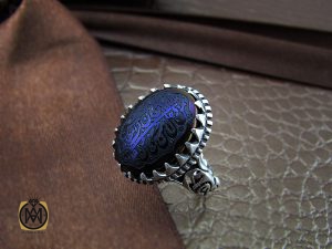 8372 انگشتر حدید سینی با حکاکی ولایه علی بن ابی طالب مردانه - کد 8372 - تصویر 6