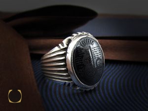 8374 انگشتر حدید سینی با حکاکی عین علی مردانه - کد 8374 - تصویر 6