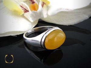 8375 انگشتر عقیق زرد با حکاکی شرف الشمس مردانه - کد 8375 - تصویر 6