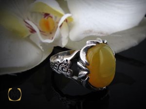 8376 انگشتر عقیق زرد با حکاکی شرف الشمس مردانه - کد 8376 - تصویر 6