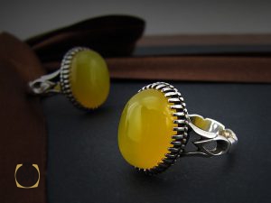 8378 انگشتر عقیق زرد با حکاکی شرف الشمس مردانه - کد 8378 - تصویر 6