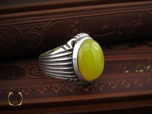 8382 انگشتر عقیق زرد با حکاکی شرف الشمس مردانه - کد 8382 - تصویر 6