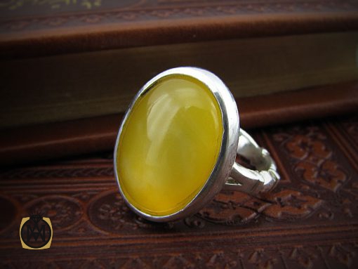 انگشتر عقیق زرد با حکاکی شرف الشمس مردانه - کد 8385 - تصویر 6