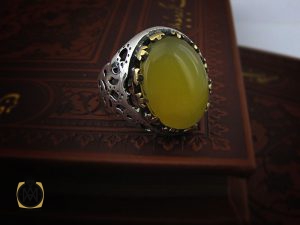 8386 انگشتر عقیق زرد با حکاکی شرف الشمس مردانه - کد 8386 - تصویر 6