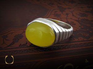انگشتر عقیق زرد با حکاکی شرف الشمس مردانه - کد 8387 - تصویر 6