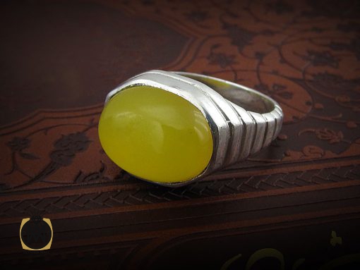 انگشتر عقیق زرد با حکاکی شرف الشمس مردانه - کد 8387 - تصویر 6