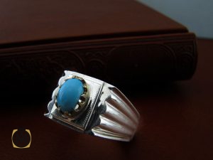8394 انگشتر فیروزه نیشابوری مردانه - کد 8394 - تصویر 6