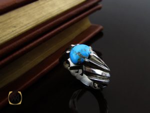 انگشتر فیروزه نیشابوری مردانه اصل و معدنی - کد 8395 - تصویر 6