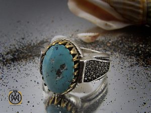 8398 انگشتر فیروزه نیشابوری مردانه - کد 8398 - تصویر 6