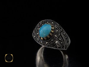 8400 انگشتر فیروزه نیشابوری مردانه - کد 8400 - تصویر 6