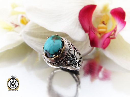 انگشتر فیروزه نیشابوری مردانه - کد 8401 - تصویر 6