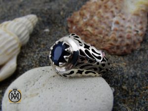 8403 انگشتر یاقوت کبود آفریقایی مردانه - کد 8403 - تصویر 6