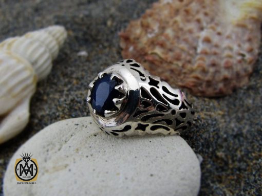 انگشتر یاقوت کبود آفریقایی مردانه - کد 8403 - تصویر 6