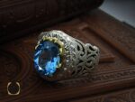 انگشتر توپاز آبی ارزشمند مردانه - کد 8461 - تصویر 6
