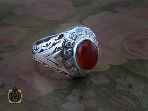 انگشتر عقیق یمن مردانه خوش رنگ - کد 8472 - تصویر 6