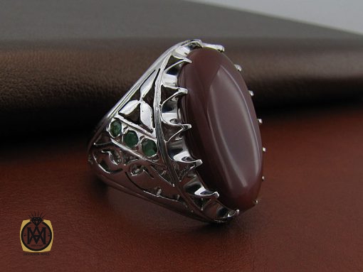 انگشتر عقیق یمن و زمرد مردانه - کد 8473 - تصویر 6