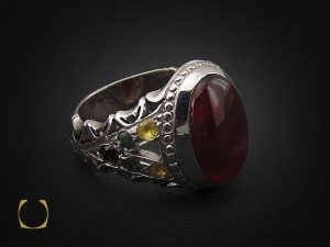 8475 انگشتر عقیق یمن، یاقوت و زمرد مردانه – کد 8475 - تصویر 6