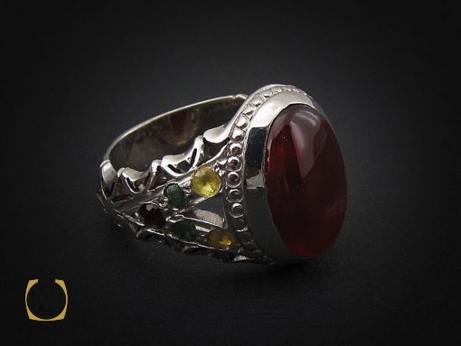 انگشتر عقیق یمن، یاقوت و زمرد مردانه – کد 8475 - تصویر 6
