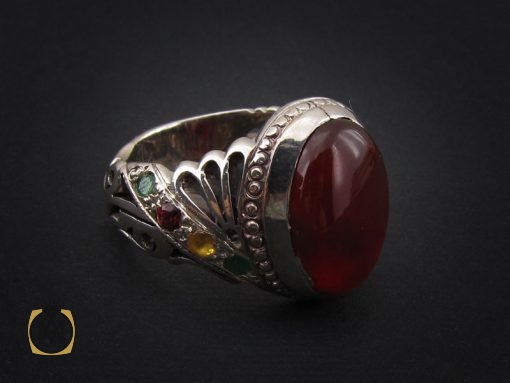 انگشتر عقیق یمن، زمرد و یاقوت مردانه – کد 8477 - تصویر 6