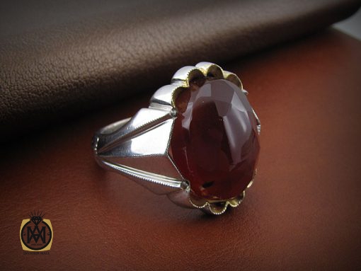 انگشتر عقیق یمن الماس تراش مردانه – کد 8479 - تصویر 6