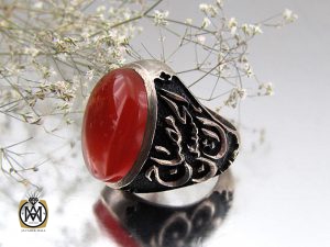 8485 انگشتر عقیق یمن فاخر مردانه با رکاب قلم زنی اثر استاد هشتم - کد 8485 - تصویر 6