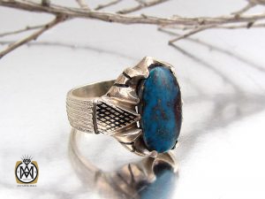 8486 انگشتر فیروزه نیشابوری مردانه دست ساز - کد 8486 - تصویر 6