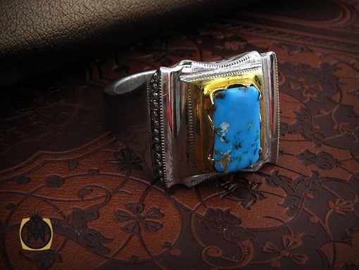 انگشتر فیروزه نیشابوری ارزشمند مردانه دست ساز - کد 8489 - تصویر 6